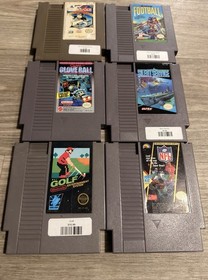 NES 6 Game Lot Bundle Tested Working Golf Football Glove Ball Silent Service🔥👀
