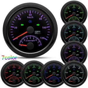 85MM Black 7 Colors LED GPS Speedometer 120km/h With Tacho 8000RPM Gauge For Car - Picture 1 of 17