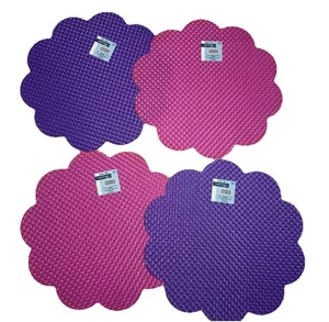 PINK & PURPLE PLACEMATS (Set of 4) Scalloped Flower Shape Bright Neon Colors NEW - Picture 1 of 10