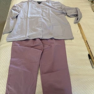 NEW WITH TAGS QVC DENIM & CO 2 PIECE JACKET AND CAPRI PANTS SIZE 2X Lavender - Picture 1 of 11
