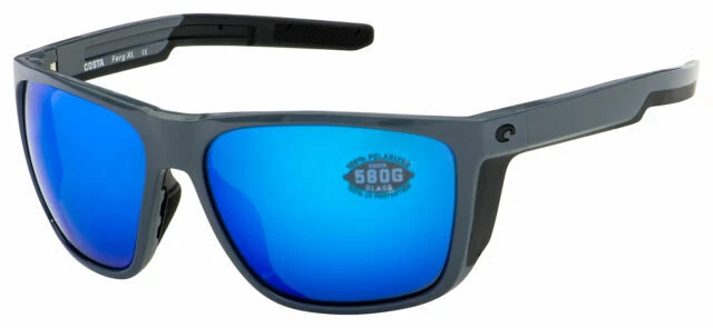 Costa Del Mar Ferg XL Sunglasses 6S9012-0862 Shiny Gray | Blue Mirror Polarized 580G Lens