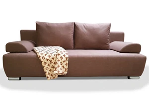 Schlafsofa mit Bettkasten Schlafcouch Sofa Couch AMIR Stoffbezug Braun Beige - Bild 1 von 7