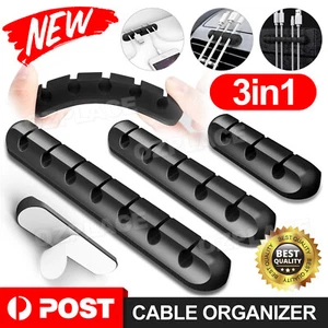 3x USB Charge Cable Holder Desk Cable Clips Organizer Cord Management AU STOCK - Picture 1 of 11