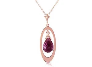0.70 Ct Briolette Purple Amethyst Pendant 14Kt Solid Rose Gold Necklace - Picture 1 of 6