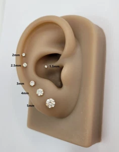 20G/18G/16G Titanium 1.5mm~5mm Stud PushPin Labret, Threadless Flat Back Earring - Picture 1 of 13