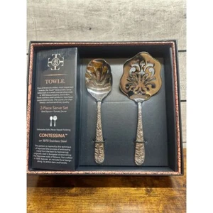 Neu im Karton Handtuch Contessina 2-teiliges Servierset Edelstahl 18/10 - Bild 1 von 6