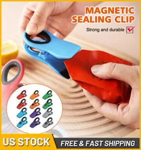 12Pcs Magnetic Clips Chip Seal Snack Food Storage Bag Clamp Refrigerator Magnet - Picture 1 of 20