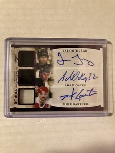 2023 In The Game Used Hockey Jagr Oates Gartner Triple Relic Autographs #2/10