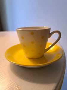 Kate Spade - Lenox "Larabee Road Dot" Demitasse Yellow Cup & Saucer - Picture 1 of 5