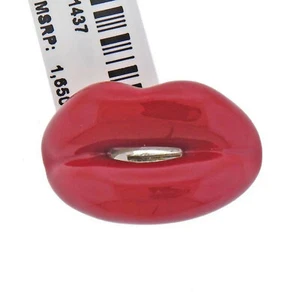 Solange Azagury Partridge Hot Lips Sterling Silver Enamel Brooch Pin NWT nice! - Picture 1 of 4