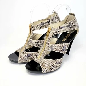 MICHAEL KORS Size 9M Women’s Berkley T Strap Embossed Snakeskin Heels Sandals - Picture 1 of 12