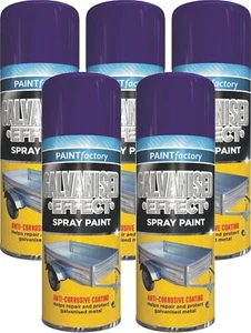 5 x 400ml Galvanised Effect Spray Paint Anti Corrosive Coat Protect Metal Rust - Picture 1 of 2
