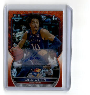 Jalen Wilson 2022-23 Bowman University Chrome 1st #67 Orange Shimmer Auto 15/25 - Image 1 of 2