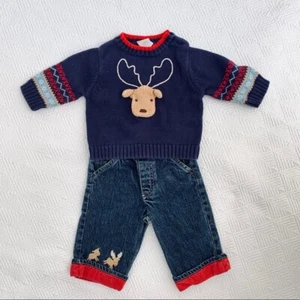 Suéter Gymboree Bebé Niños COLORIDO PUEBLO Azul Reno Vacaciones 3-6 MESES - Imagen 1 de 7
