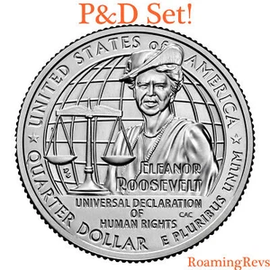 Cuartos de galón Eleanor Roosevelt 2023 P D - 2 monedas sin circular ¡para rollos como nuevos! - Imagen 1 de 4