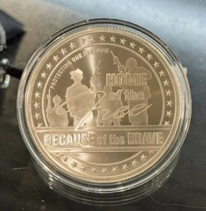 5 Troy Oz Silver Home Of The Free Because Of The Brave In Gift Pouch - Picture 1 of 4