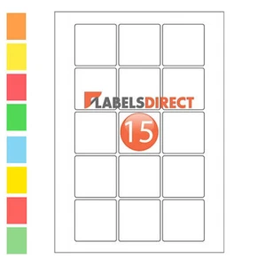 Premium 51mm Square A4 Labels 15 per Sheet Sticky Self Adhesive Printer Labels - Picture 1 of 1