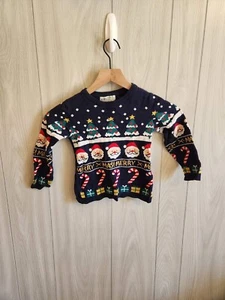 H&M Kids Toddler Christmas Sweater Size 3-4T Boy Girl Santa Snowflakes - Picture 1 of 15