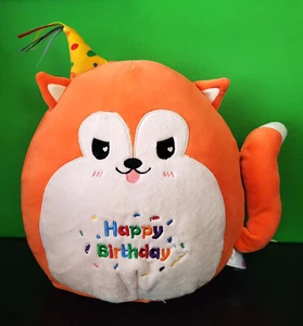 Almohada de felpa Easfan feliz cumpleaños zorro naranja 12" - Imagen 1 de 3