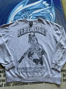 Rebel 8 Famous Stars And Straps Pin Up Girl Crewneck Sz L Miami Ink Tapout MMA - Picture 1 of 8