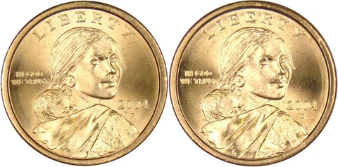 2004 P&D Sacagawea Native American Dollar 2 Coin Set BU Uncirculated $1 Cover