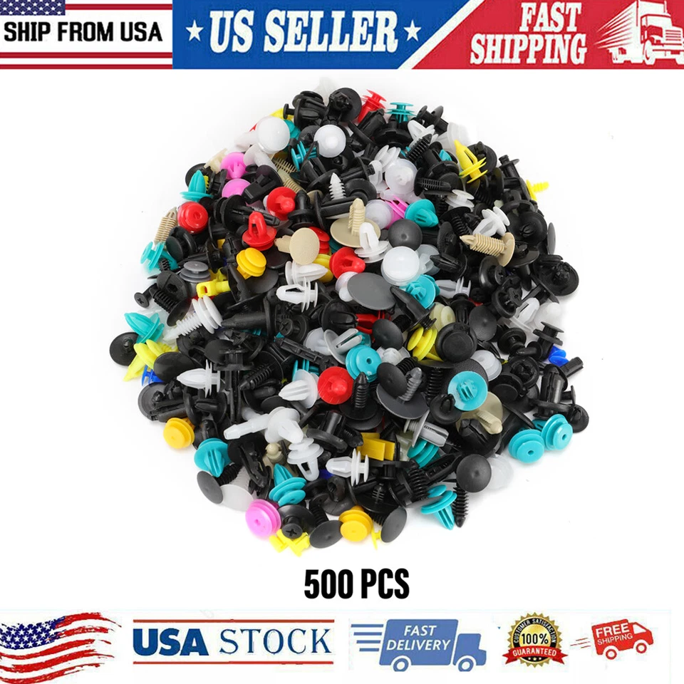500Pcs Mixed Auto Retainer Fastener Rivet Push Clips Kit for Most Universal Cars - Image 1 of 4