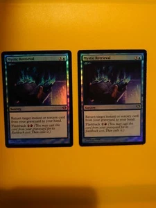 MTG Card.  Mystic Retriaval x2  Dark Ascension Blue FOIL as pics 1 has crease - Picture 1 of 7