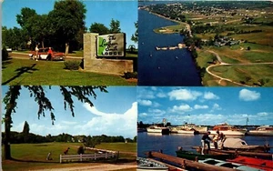 Vintage Hotel Postcard Quad View Leathem Smith Lodge Resort Sturgeon Bay WI - Picture 1 of 3