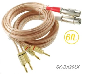 6ft CablesOnline 12AWG Speaker Wire 4-Banana Plug to 2- XLR Jacks Audio Cable - Picture 1 of 5