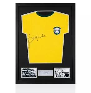 Camiseta deportiva con autógrafo firmada frontal de Jairzinho enmarcada - Imagen 1 de 1
