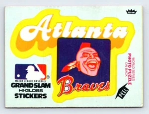 ATLANTA BRAVES STICKER Vintage Fleer Grand Slam Trading Card SYB23 - Picture 1 of 2