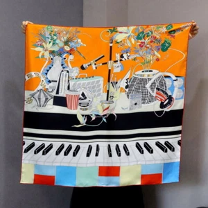 100% Sarga Bufanda de Seda Hombre Mujer Moda Piano Chal Hijab Cuadrado Estola 87*87cm - Imagen 1 de 26