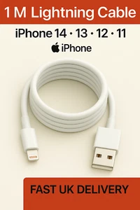 1M iPhone Lightning Charging Cable | White | iPhone 14 13 12 11 | Fast UK Ship🚚 - Picture 1 of 1
