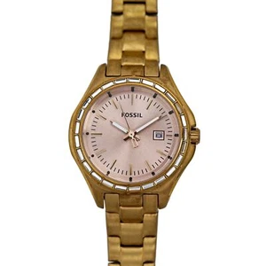 Fossil Rose Gold Diamond Style Baguette Bezel Ladies Wrist Watch - Picture 1 of 10