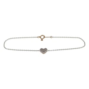 K18PG Pt900 850 D0.11ct Design Jewelry Heart Bracelet Diamond Platinum TGIS - Picture 1 of 9