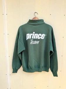 Prince Team Tennis Vintage 90s 1/4 Zip Green Sweatshirt Size XL Adult USA Made - Picture 1 of 7