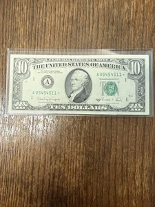 $10 Star Note Uncirculated Repeating 54545 serial Number 1988 - Picture 1 of 2