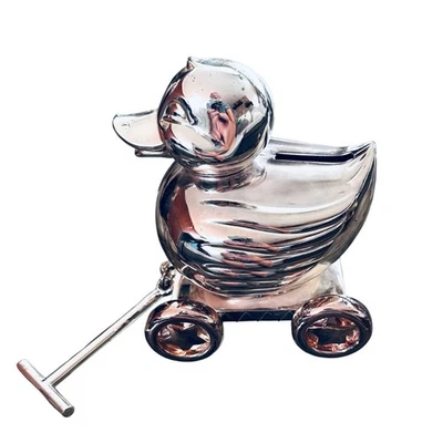 REED & BARTON Plateado Goma Algo Patito Moneda Banco Tirar Juguete Guardería Foto 1 de 4