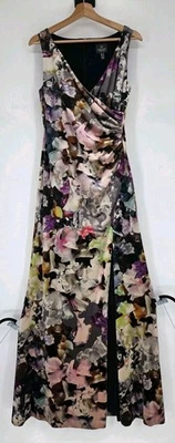 Maxi Vestido Adrianna Papell Vibrante Floral Terciopelo 8 Vestido de Noche Romántico Gótico  Foto 1 de 4