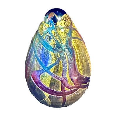 Isla de Wight - Pisapapeles huevo de vidrio - Dorado metálico - Hecho a mano en Inglaterra Foto 1 de 4