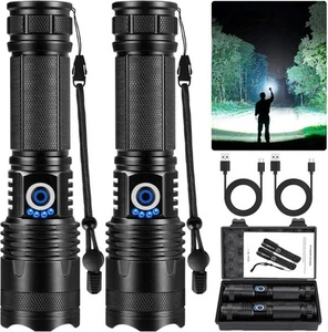 Rechargeable LED Flashlights High Lumens, 2 Pack 900,000 Lumens Super Black - Picture 1 of 6