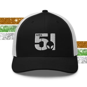 Trucker Hat Area 51 Alien UFO Embroidered Mesh Snapback Cap Nevada - Picture 1 of 95