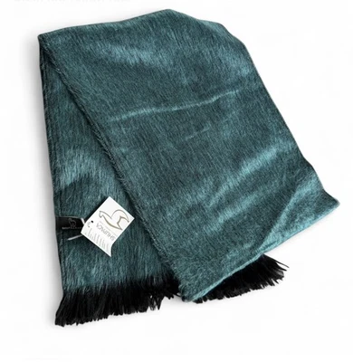 SHUPACA Alpaca Scarf Classic Brushed Green-Black Colored NWT 72"x 12" - Image 1 of 4