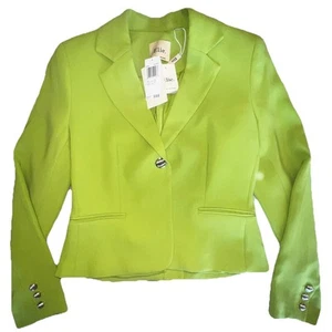Elie Tahari NWT Size 2 Pea Green Button Front Jacket Blazer - Picture 1 of 7