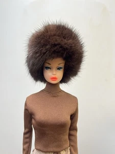 SALE~Dark Brown Mink Fur Hat4Vintage Fashion Queen&American Girl Barbie~dimitha - Picture 1 of 10