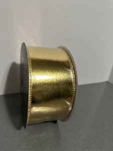 Farrisilk Gold Mirror Wired Ribbon 2.5" X 10 Yds - Picture 1 of 5