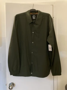 NWT Men’s Volcom Kentwood 2 Coach Jacket Olive Green Large Water Resistant - Picture 1 of 4