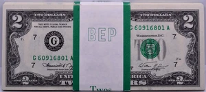 BEP WRAPPED SEQUENTIAL PACK  100 - 1976 $2 TWO DOLLAR FEDERAL RESERVE NOTES - Picture 1 of 2