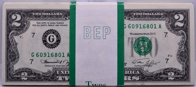 BEP WRAPPED SEQUENTIAL PACK  100 - 1976 $2 TWO DOLLAR FEDERAL RESERVE NOTES - Image 1 of 2