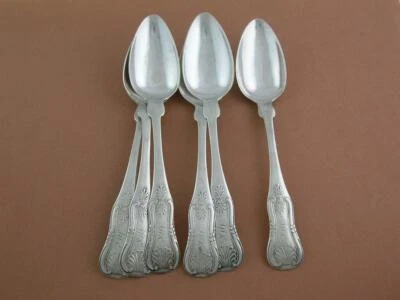 6 cucharas de plata monedas tempranas FELLOWS & YOUNG patrón rey/reyes años 1800 Foto 1 de 4